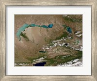 Satellite view of Lake Balkhash in Eastern Kazakhstan Fine Art Print