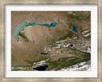 Satellite view of Lake Balkhash in Eastern Kazakhstan Fine Art Print