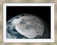 The Frozen Continent of Antarctica and its Surrounding Sea Ice Fine Art Print