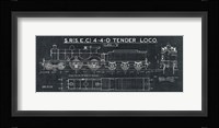 Train Blueprint II Black Framed Print