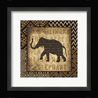 African Wild Elephant Border Framed Print