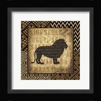 African Wild Lion Border Framed Print