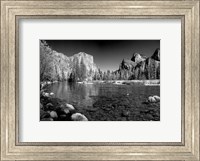 California Yosemite Valley view from the bank of Merced River Fine Art Print