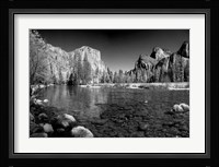 California Yosemite Valley view from the bank of Merced River Fine Art Print