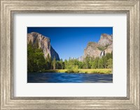 Valley view with El Capitan, Cathedral Rocks, Bridalveil Falls, and Merced River Yosemite NP, CA Fine Art Print
