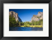 Valley view with El Capitan, Cathedral Rocks, Bridalveil Falls, and Merced River Yosemite NP, CA Fine Art Print