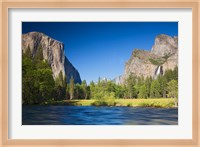 Valley view with El Capitan, Cathedral Rocks, Bridalveil Falls, and Merced River Yosemite NP, CA Fine Art Print