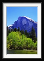 View of Half Dome rock and Merced River, Yosemite National Park, California Framed Print