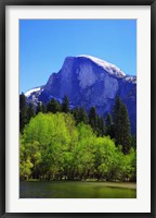 View of Half Dome rock and Merced River, Yosemite National Park, California Framed Print