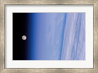 A Full Moon is Visible in this view Above Earth's Horizon and Airglow Fine Art Print