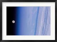 A Full Moon is Visible in this view Above Earth's Horizon and Airglow Fine Art Print