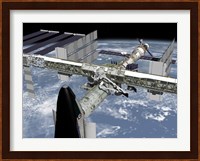 Close up view of the Shuttle Docked to Node 2 of the International Space Station Fine Art Print