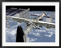 Close up view of the Shuttle Docked to Node 2 of the International Space Station Fine Art Print