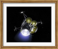 Concept of a Crew Blasting off from the Moon's Surface in a Portion of a LunarLlander Fine Art Print