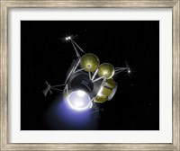 Concept of a Crew Blasting off from the Moon's Surface in a Portion of a LunarLlander Fine Art Print