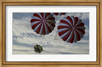 Concept of the Second Stage Recovery Parachutes Opening as a Crew Exploration Vehicle Descends to Earth Fine Art Print