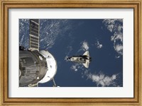 Space Shuttle Endeavour, a Russian Spacecraft is Visible in the Foreground Fine Art Print