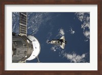 Space Shuttle Endeavour, a Russian Spacecraft is Visible in the Foreground Fine Art Print