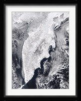 Satellite view of Kamchatka Peninsula, Eastern Russia Fine Art Print