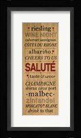 Wine Words I Framed Print