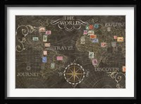 Old World Journey Stamps Black Framed Print