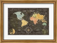 Old World Journey Map Black Fine Art Print