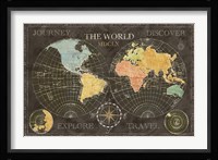 Old World Journey Map Black Framed Print