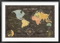 Old World Journey Map Black Framed Print