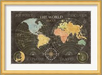 Old World Journey Map Black Fine Art Print