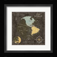 Old World Journey Map Black I Framed Print