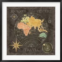 Old World Journey Map Black II Fine Art Print