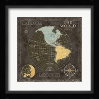 Old World Journey Map Black I Framed Print