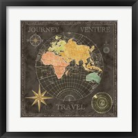 Old World Journey Map Black II Fine Art Print