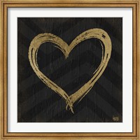 Chevron Sentiments Gold Heart Trio II Fine Art Print