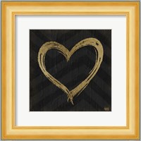 Chevron Sentiments Gold Heart Trio II Fine Art Print