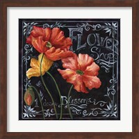 Flowers in Bloom Chalkboard I Fine Art Print