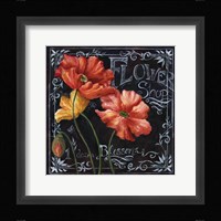Flowers in Bloom Chalkboard I Framed Print