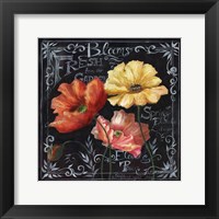 Flowers in Bloom Chalkboard II Framed Print