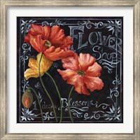 Flowers in Bloom Chalkboard I Fine Art Print