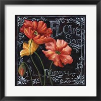 Flowers in Bloom Chalkboard I Framed Print