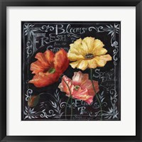 Flowers in Bloom Chalkboard II Framed Print