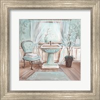 Aqua Blossom Bath I Fine Art Print