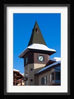 British Columbia, Sun Peaks Resort, clock tower Fine Art Print