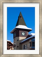 British Columbia, Sun Peaks Resort, clock tower Fine Art Print