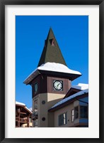 British Columbia, Sun Peaks Resort, clock tower Fine Art Print