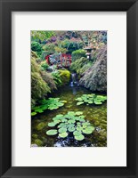 Red Bridge, Autumn Color, Butchard Gardens, Victoria, British Columbia, Canada Fine Art Print