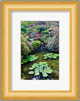 Red Bridge, Autumn Color, Butchard Gardens, Victoria, British Columbia, Canada Fine Art Print