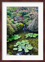 Red Bridge, Autumn Color, Butchard Gardens, Victoria, British Columbia, Canada Fine Art Print