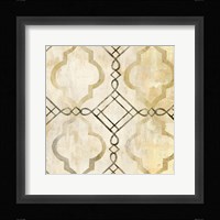 Abstract Waves Black/Gold Tiles I Fine Art Print