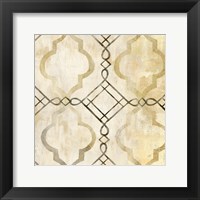 Abstract Waves Black/Gold Tiles I Framed Print